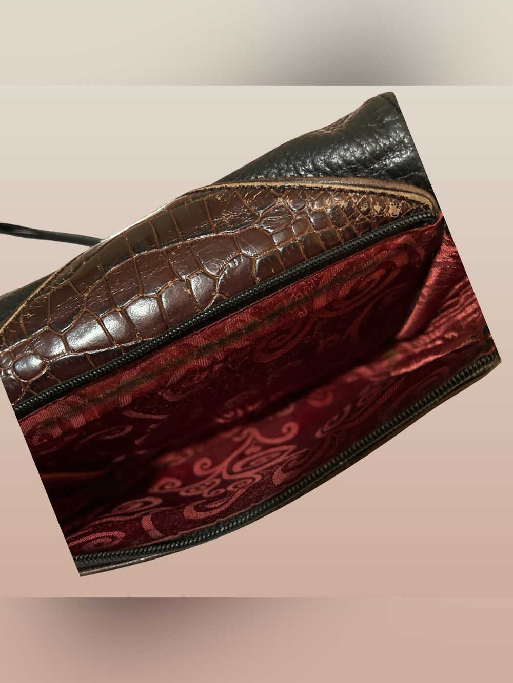 GOOD PLUS CONDITION! BRIGHTON NEPAL ORGANIZATION PEBBLE LEATHER CROSSBODY PURSE! - Picture 15 of 16